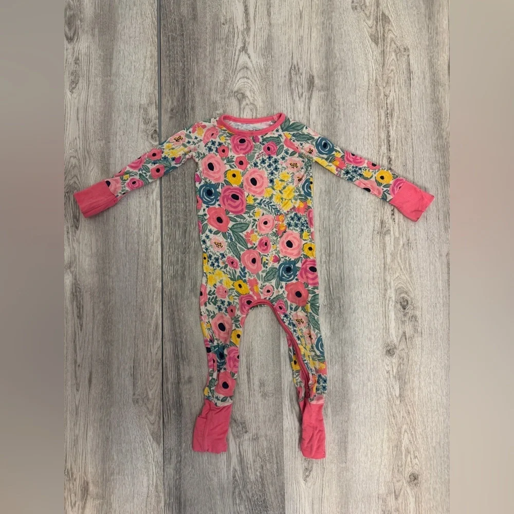 Little Sleepies Pink Floral Footies Pajamas
